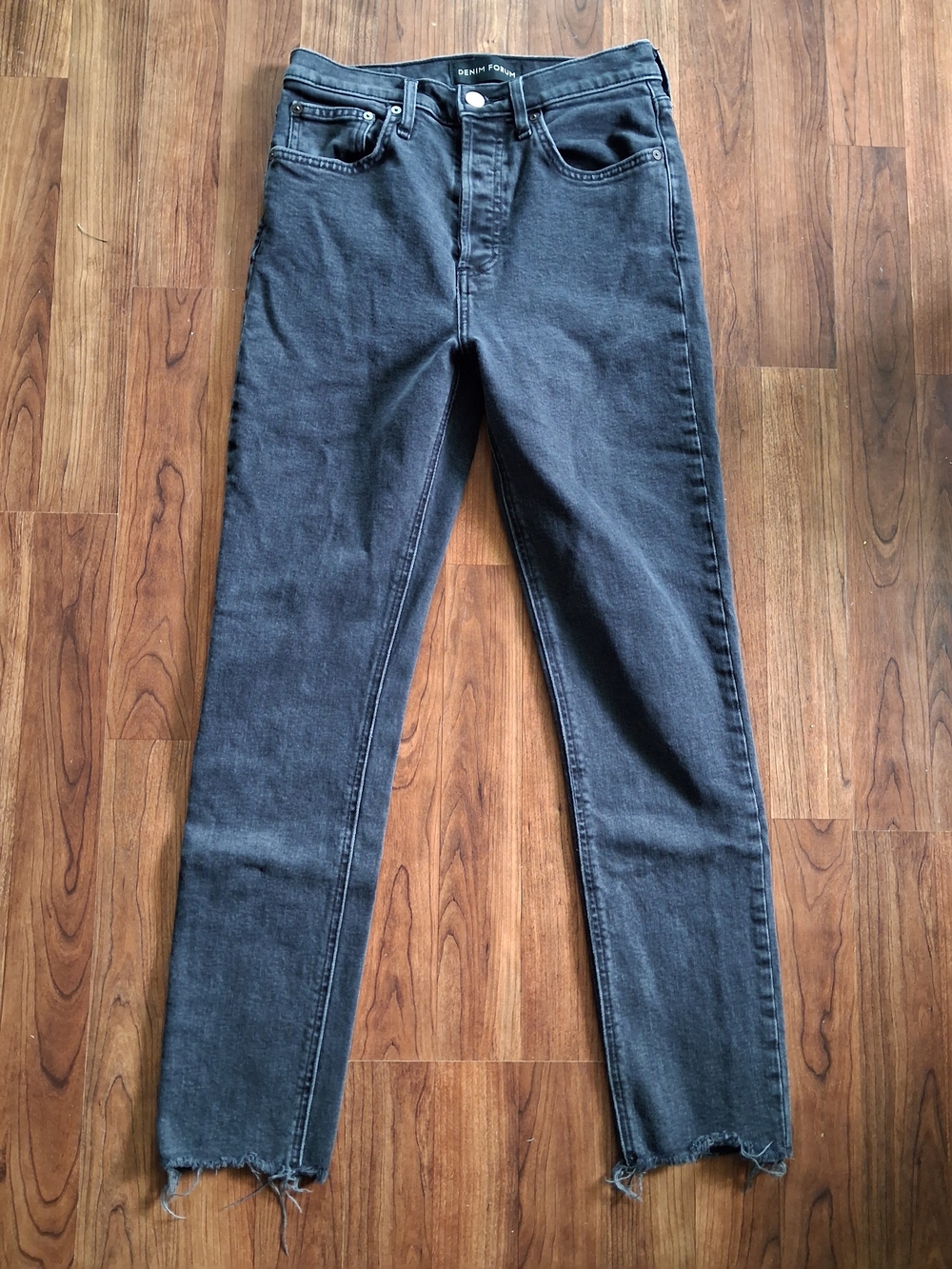 Denim Forum Womens Black Slim Yoko High Rise Button Fly Jeans 26 Organic Cotton